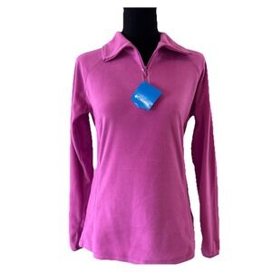 New Columbia Pink Quarter Zip Fleece Pullover Soft Warm Lightweight Size Small